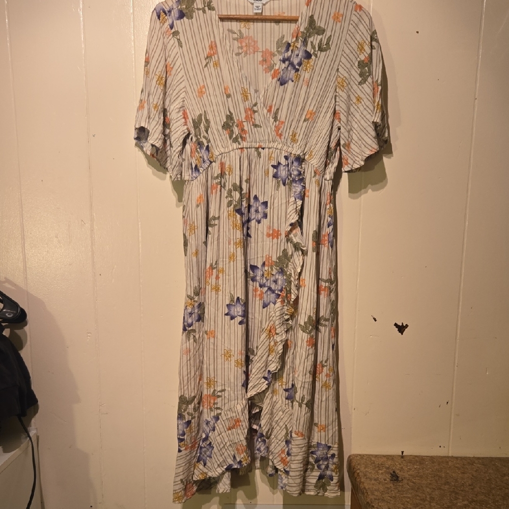 Sonoma Floral Striped Midi Dress - Cream and Purple